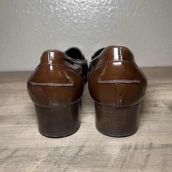 VTG Cole Haan Womens Loafer Pump Size 8.5B Brown Leather Block Heel Y2K 90s Shoe - Picture 5 of 10
